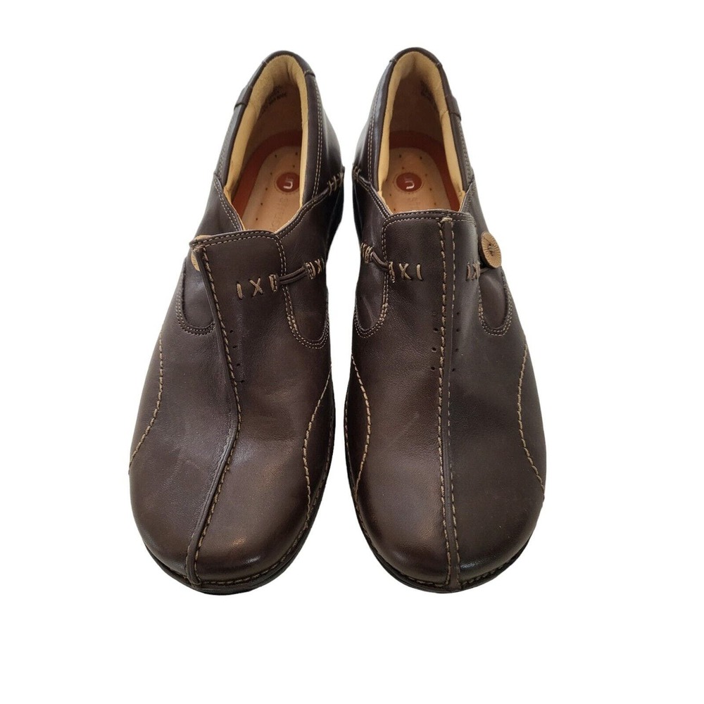Unstructured Clarks Shoes Womens 11M UnLoop Casual Slip On Loafer Brown Leather